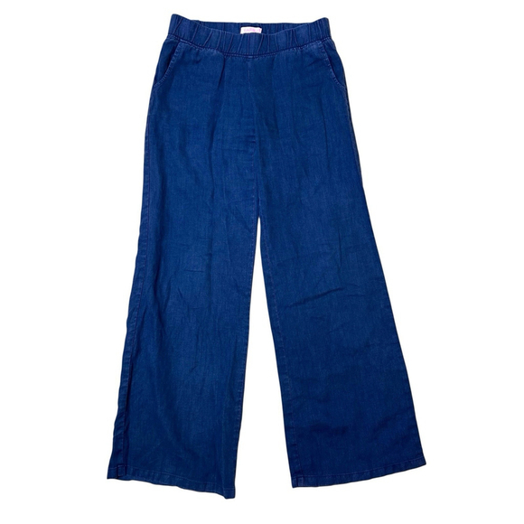 Lilly Pulitzer Pants - Lilly Pulitzer Beach Palazzo Pants Women’s XS 100% Linen Navy Blue Wide Leg